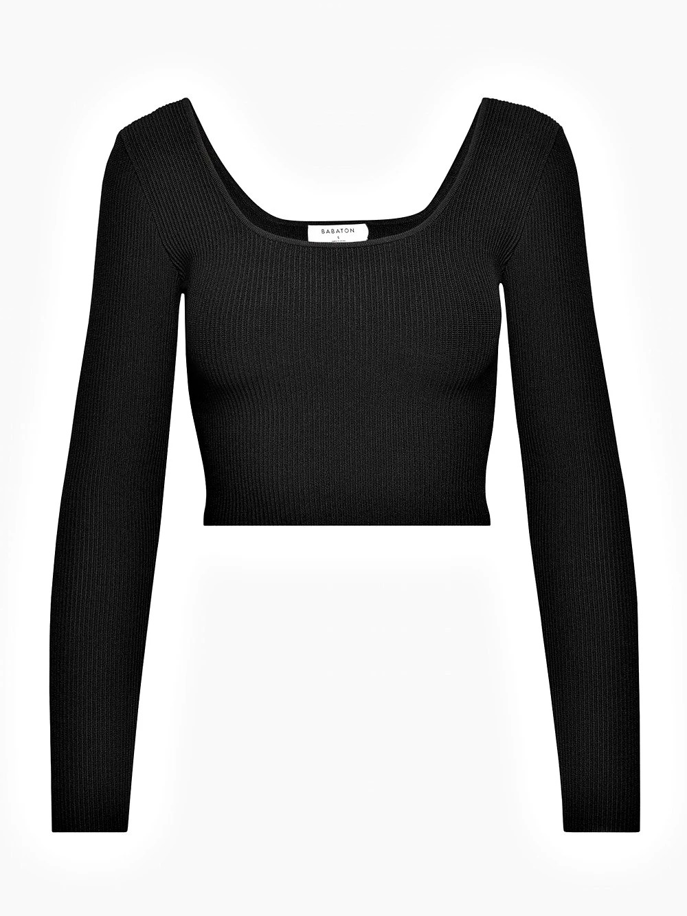 Aritzia Babaton Squareneck Longsleeve Crop Top Black XS